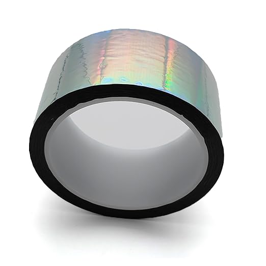 Reflective Crafting Tape, Graphic Glitter Holographic Tape, for Craft Project, DIY Art, Holiday Packing, Wrapping, Keep Birds Away, 1.8 Inches by 55 Yards (Holographic-SM)