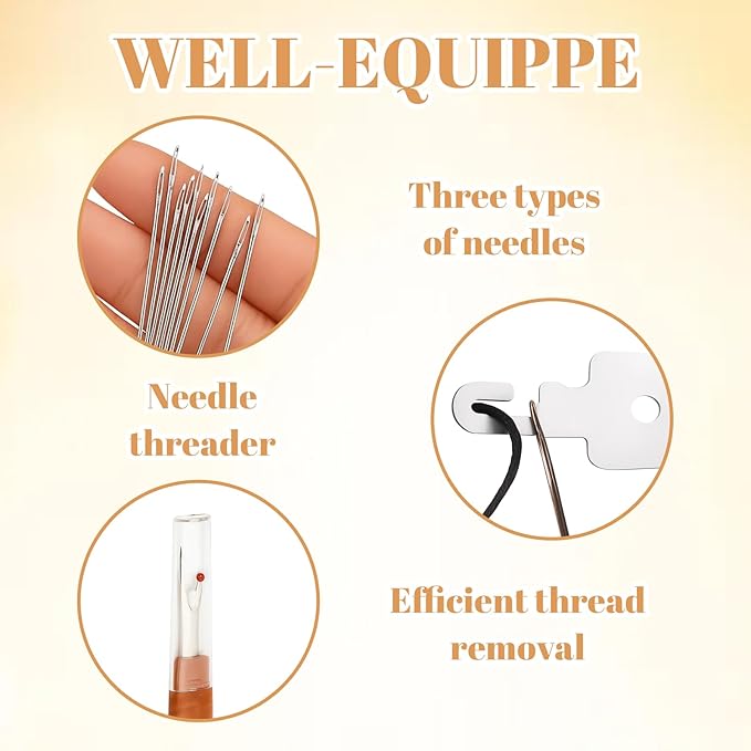 Steel Needles for Hand Sewing, 37Pcs Big Eye Steel Needle Kit with Stainless Steel Needles, Sewing Tool Set for Easy Threading, Portable Hand Sewing Kit for Crafting and Repairing