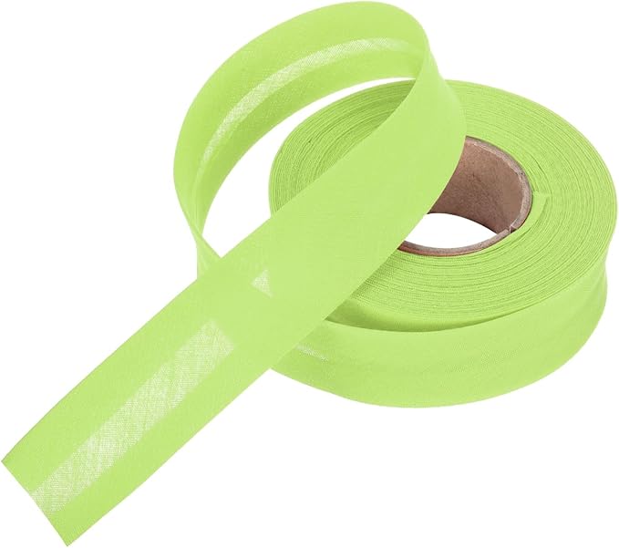 MECCANIXITY 1 Inch Single Fold Bias Tape Polyester Continuous Bulk Bias Tape for Sewing,Seaming Quilting Hemming Binding Crafts (Fluorescent Green 10 Yards)