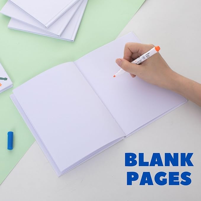 24 Pack Hardcover Blank Book,6x8 Inch Unlined Sketchbook Journal - 18 Sheets/36 Pages Each, Bulk Pack of White Hardcover Blank Books for Writing, Drawing Make Your Own Book, Multi-Purpose for Students & Adults