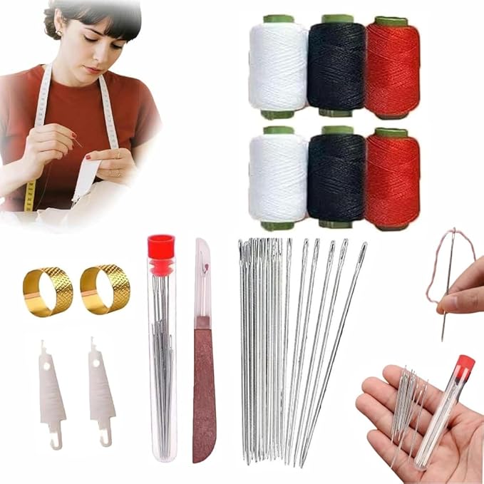 37PCS Sewing Tool Set, 2025 New Portable Needles Thread Repair Tools, Multi-Purpose Needle and Thread Kit, DIY Hand Made Craft Set, Sewing Working Kit for Beginners (1 Set)