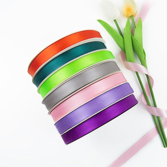 5/8 Inch 100 Yards Satin Ribbon Silver, Solid Color Fabric Ribbon for Gift Wrapping, Wedding, Polyester Gift Ribbon for Birthday Party Decoration, Craft, Hair, Floral, Sewing
