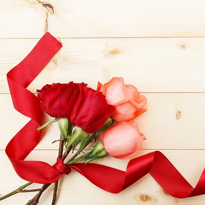 LIUYAXI Hot Red Double Faced Satin Ribbon, 1-1/2" X Continuous 50 Yards, Ribbons Perfect for Gift Wrapping Wedding DIY Craft Bow Making & Other Projects