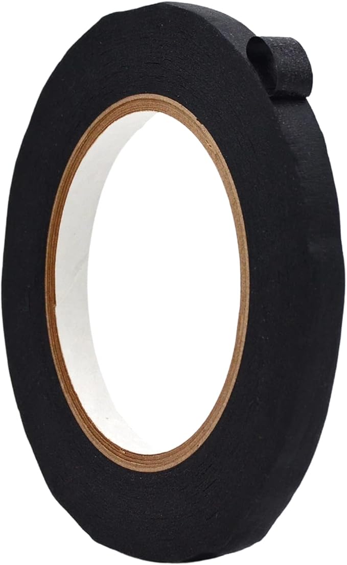 WOD MTC5 Colored Masking Tape, Black, 3/8 inch x 60 yds. Colorful Teacher Painters Tape for Fun DIY Art & Crafts, Lab Labeling, Writable & Classroom Decorations