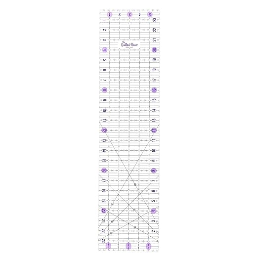 The Quilted Bear Quilting Rulers - Transparent Acrylic Non Slip Quilting, Patchwork & Sewing Ruler with Clear Black Lines & 30, 45 & 60 Degree Angles for Perfect Accuracy & Precision (6.5" x 24")
