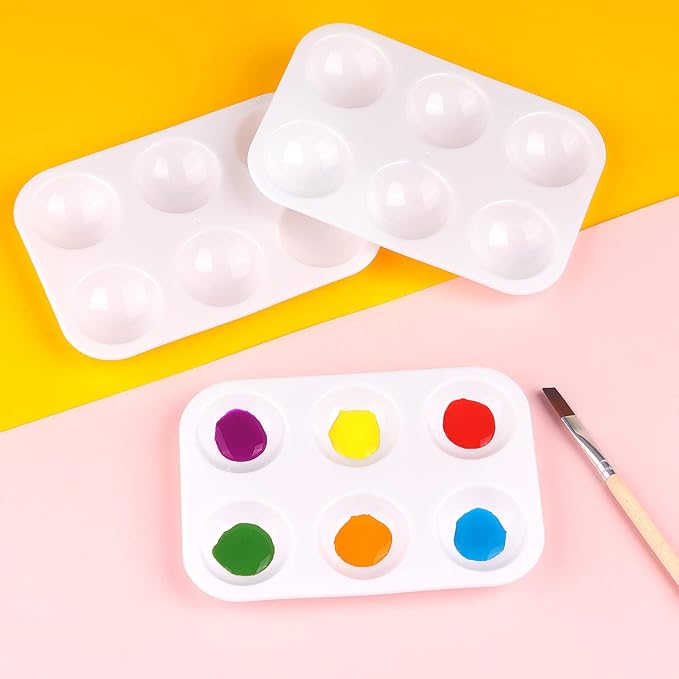 Tamaki 16 PCS White Plastic Paint Tray Palettes, Watercolor Palette Painting Tray for Painting Party, DIY Craft and Art Painting