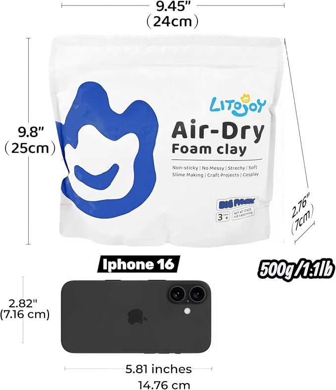 Pink Air Dry Foam Clay - Modeling, Soft, Light Weight for School Supply, Art Projects, Deco Flower Mirror, Cosplay Props, Fake Bake, Slime Supplies- 1.1 Lbs / 500 Grams (Pink)