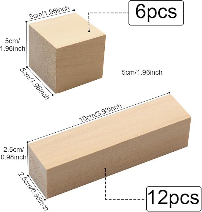 Basswood Carving Blocks 18 pcs Whittling Wood Carving Blocks, Blocks for Wood Carving, Basswood Carving Blocks, BROWN