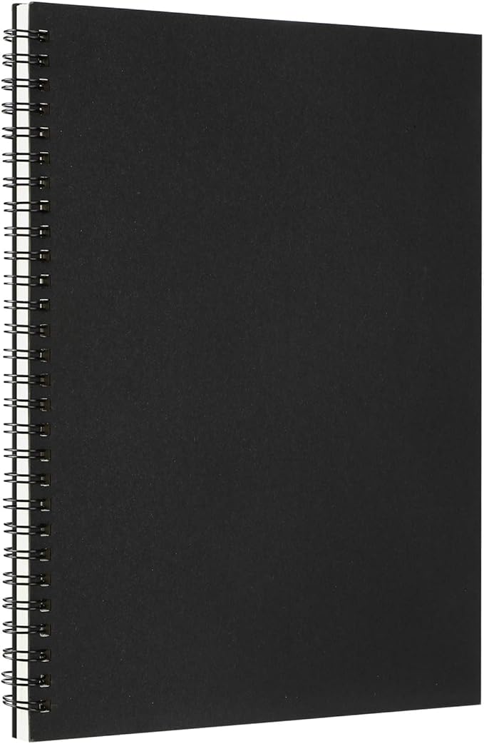 Gueevin 1 Pack Sketch Books Bulk 7.5" x 10" Spiral Bound Sketch Pads for Drawing Hardcover 60 Sheets Bulk Sketchbooks for Artist Adult Art Supplies Pencil Pastel,100gsm (Black)