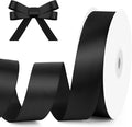 KMER LIFE 1 Inch Wide x 50 Yards Black Single Faced Polyester Satin Ribbon for Wedding Decor, Wreath, Crafts, Gift Wrapping & Other Projects