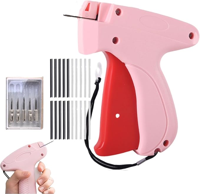 Portable Hemming Tool, Handheld Portable Sewing Machine, Includes 5 Needles, 1000 White Glue Needles& 1000 Black Glue Needles, For Quick Hemming & Repairs (Pink)
