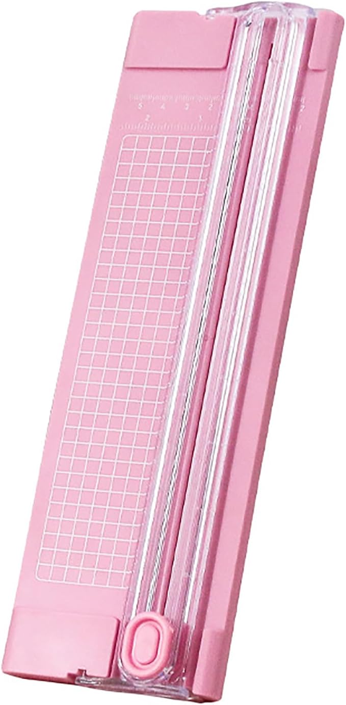 A4 Pink 10.5 Inch x 3.5 Inch Paper Cutter for Cutting Paper, Coupon, Label, Cardstock, and Scrapbooking Craft for Office and Home (Pink)