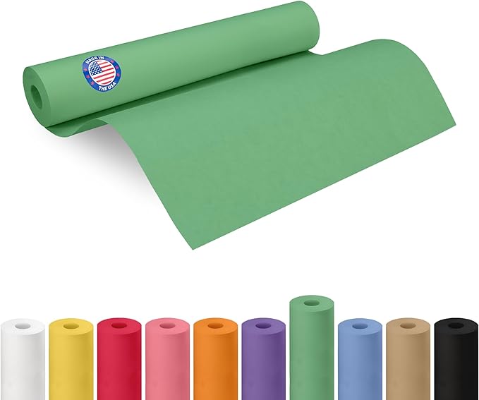 18" x 1200" (100 ft) Green Kraft Paper Roll - USA-Made Quality Craft Paper for Gift Wrapping, Kids' Arts & Crafts, School Projects - Natural Material 50lb Thickness by IDL Packaging