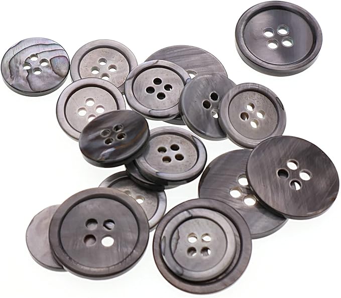 Leekayer 22 Pieces Genuine Mother of Pearl Blazer Buttons Suit Set 20mm 15mm Natural Gray MOP Shell Buttons Bulk for Men (Gray MOP)