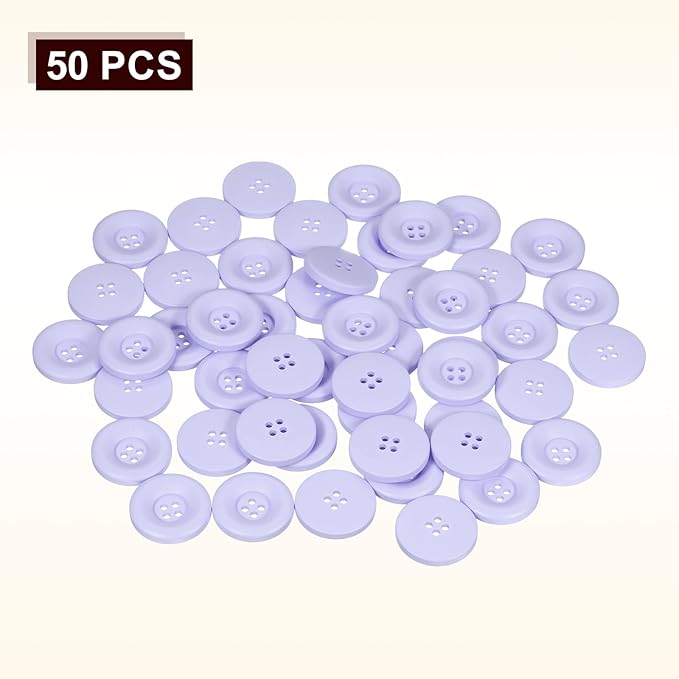 HARFINGTON 50pcs Sewing Button 25mm (1 Inch) 4 Holes Resin Thickened Round Crafting Replacement Buttons for Clothing DIY Crafts Decoration, Purple
