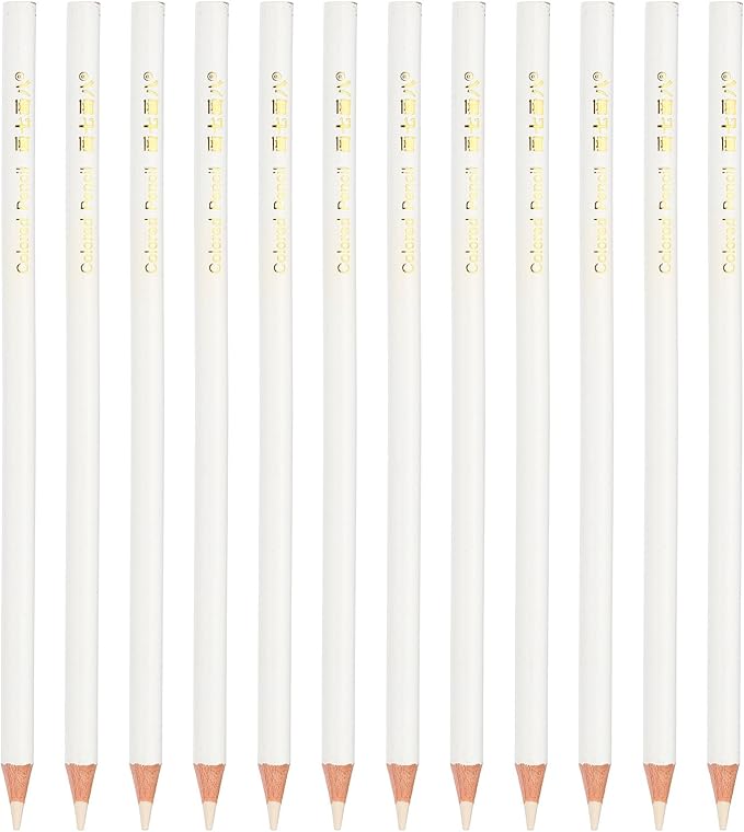PATIKIL White Colored Pencils Set,12 Pcs Oil Color Pencils Wooden Coloring Drawing Pencil for Artists Art Painting