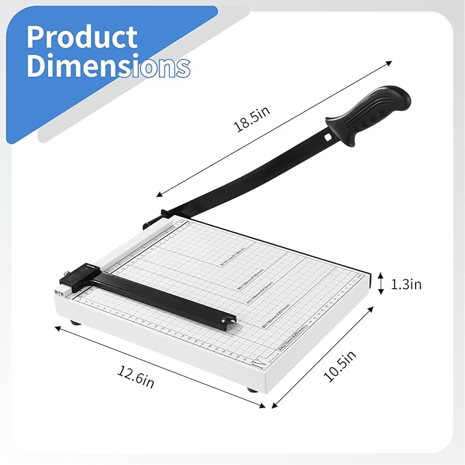 Guillotine Paper Cutter 12" - 10-Sheet Capacity Paper Cutter Guillotine Style, Heavy Duty Paper Slicer with Guide Bar and Safety Blade Lock for Cardstock, Photo, Wide Use for Office, Home (A4-B7)