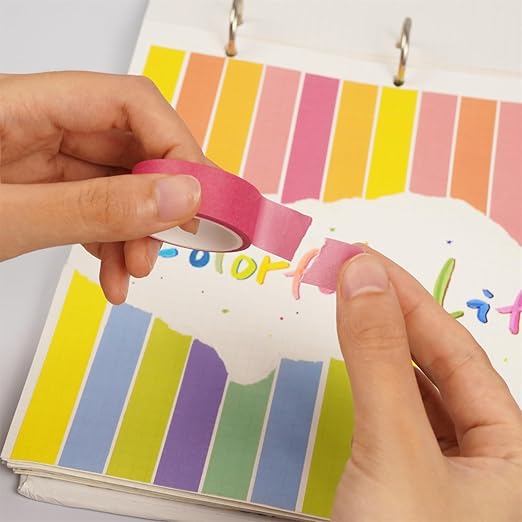 10 Rolls Washi Tape Set, Rainbow Washi Tape Colorful Masking Tape 15mm Wide, Decorative Tape for Bullet Journal, Book, Planner, Scrapbooking, DIY Arts Crafts