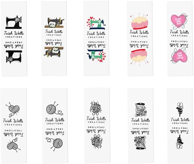 callie Personalized Sewing Labels for Handmade Items, Custom Name on Made with Love Cotton Tags for Crocheting, Branding, Crafts, Knitting 50-200 PCS (10 Pattern Options)