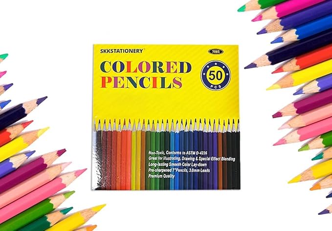 SKKSTATIONERY 50Pcs Colored Pencils,50 Vibrant Colors, Drawing Pencils for Sketch, Arts, Coloring Books, Back to school Christmas Gifts