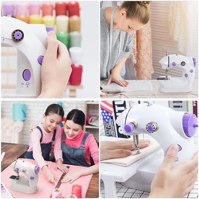 Portable Sewing Machine Beginners, Mini Sewing Machine with 2-Speed 2-Thread Stitches, Foot Pedal, Storage Drawer, LED Light, DIY Home Sewing Kit
