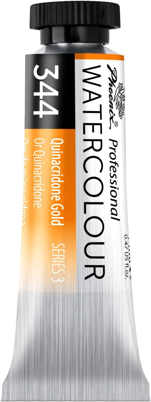 PHOENIX Professional Watercolor Paint Single Tube - 0.47 Fl Oz / 14ml - Quinacridone Gold
