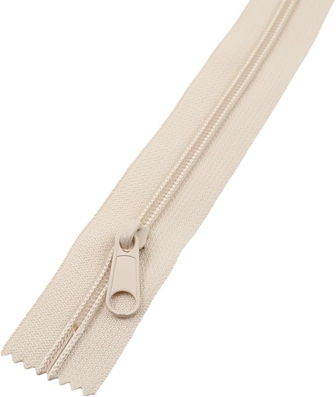 Leekayer #5 7 Inch Beige Nylon Zippers Bulk 6PCS 17.78 CM Zipper for DIY Tailor Sewing Craft Bag,Luggage,Dress,Sofa Cushion,Pillow Bed Covers (Beige)
