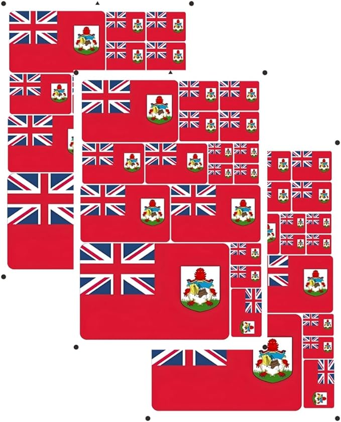 vmcoatdu Bermuda Flag Laser Printing Sticker 3 Pcs Decal in Multiple Sizes Stickers (Red Bermuda)