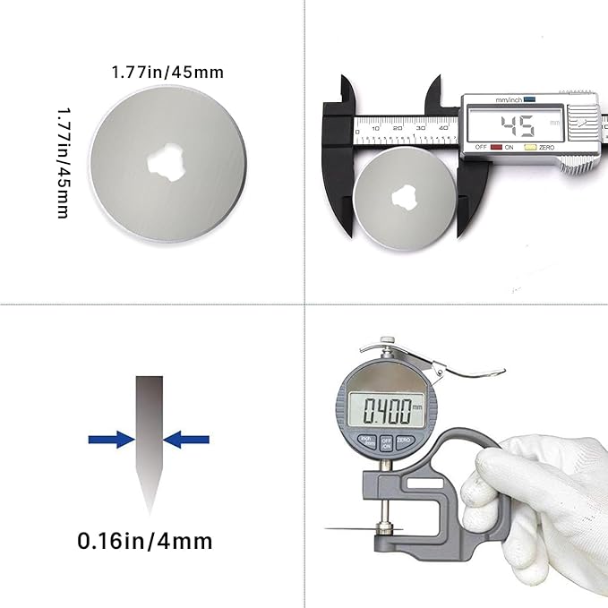 Rotary Cutter Blades 45mm 5 Pack for Fits Fiskars,Olfa,Truecut Rotary Cutter Replacement Arts Crafts Quilting