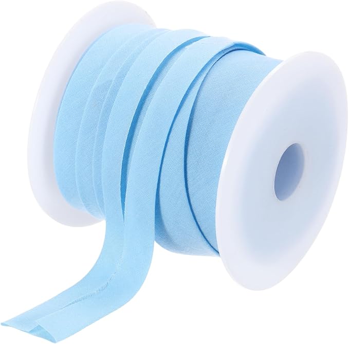 MECCANIXITY 1 Inch Single Fold Bias Tape Polyester Continuous Bulk Bias Tape for Sewing, Seaming Quilting Hemming Binding Crafts (Light Blue 25 Yards)