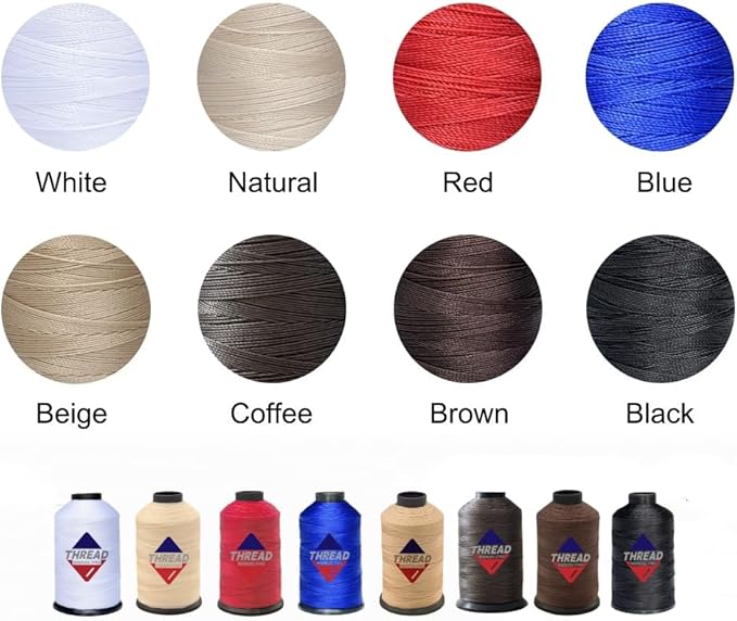Sissewpro 1oz 375 yds Each 2 Pack Tex70 Bonded Nylon Thread 69 Upholstery Thread Heavy Duty Threads for Leather Sewing Machine, Beading, Hair Weaving, Denim, Canvas,Webbings 2oz Total（2, Black）