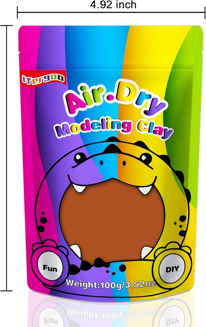 iFergoo Brown Air Dry Clay, DIY Creative Modeling Clay for Kids, Super Light Magic Clay for Kids Age 3-12, Safe & Non-Toxic, Molding Clay for Sculpting, Great Gift for Boys & Girls