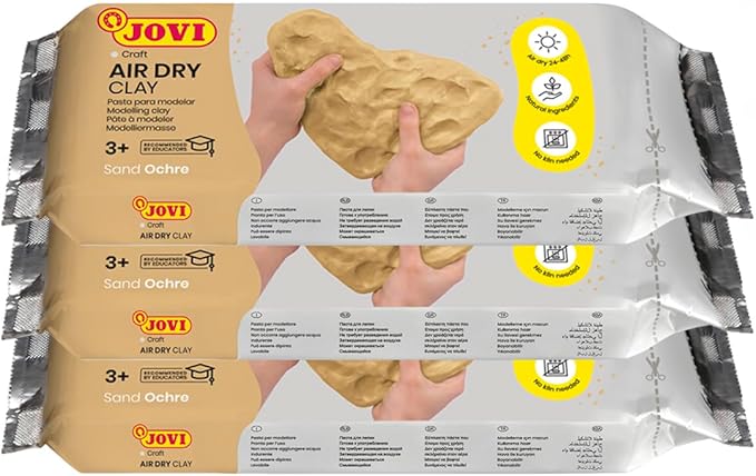 Jovi - Air Dry Modeling Clay, Set of 3 Units, 1.1lb Each, Total of 3.3 lb, No Oven Needed, Sand Ochre Color, Pottery Clay for Arts and Crafts Projects (P85O/3)