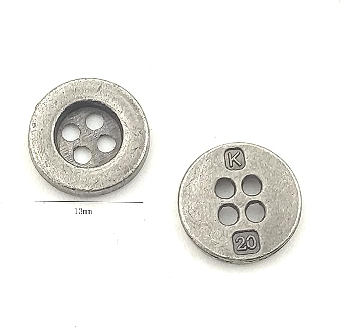 50pcs Metal Buttons Vintage Style Round Buttons 4 Holes Bulk for Clothing DIY Crafts Handmade Buttons Scrapbooking Sewing Decorations 13mm (Antique Silver)