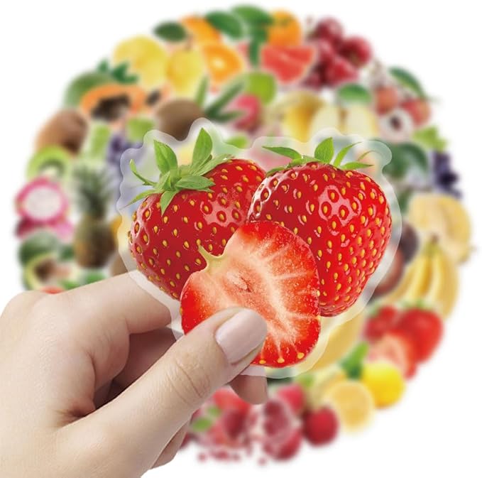 Various Fruit Stickers for Teens Boy Girls Kids|50 Pcs|Waterproof PET Stickers for Laptop Computer Phone Tablet Scrapbook Flasks Water Bottle Bike Notebook Cup,Trendy Decals Pack for Gift(Fruit)