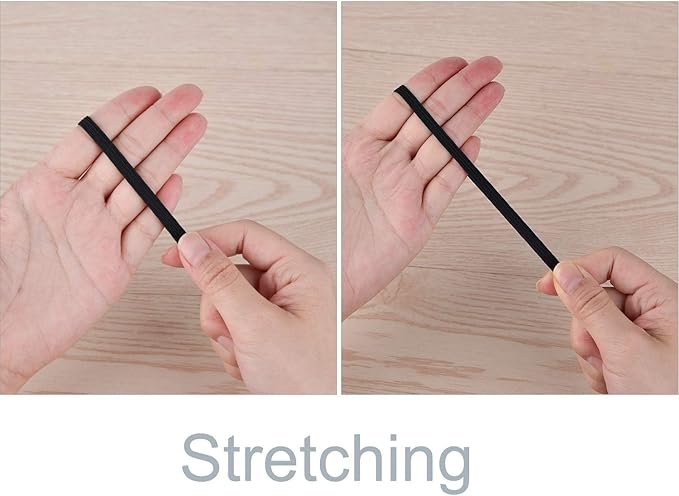 Coopay 180 Yards Length 1/8" Width Elastic Bands Flat Elastic Cord Rope Heavy Stretch Spool Knit for Sewing DIY Projects, Arts & Crafts (Black, 1/8 Inch)