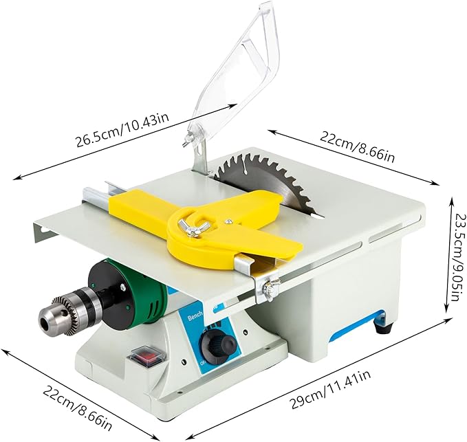 5-in-1 Mini Table Saw Jewelry Making Polisher w/Flex Shaft, 750W Multifunctional Bench Grinder Sander Buffing Machine Metal Dental Polishing Woodworking Tool - 10,000Rpm for Metal, Wood, DIY Crafts
