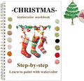 Watercolor Workbooks with Sketches, Beginner Friendly Water Coloring Book Watercolor Paint Set Art Crafts Painting Kit Gift for Adults, Any Level Artist (Christmas, Without Paint Set)
