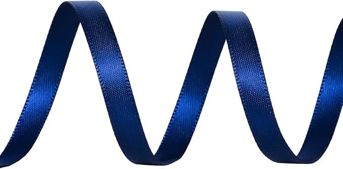 YAMA Navy Blue Double Faced Satin Ribbon, 1/4 Inch 25 Yards, Navy Ribbon for Gift Wrapping Crafts Hair Bows Wedding Party Decoration