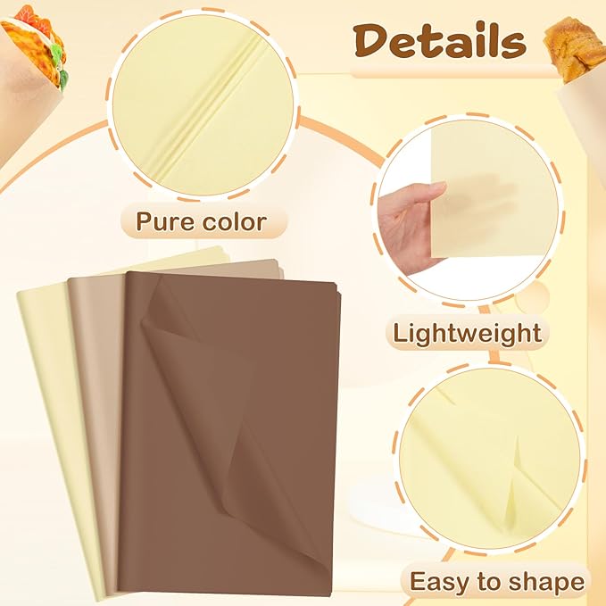 Qilery 500 Sheets Kraft Brown Tissue Paper Bulk 15 x 20 Inch Acid Free Wrapping Gift Paper for Valentine's Day Wedding Birthday Gift, Baby Shower Bachelorette Party Decoration, Flowers Packaging