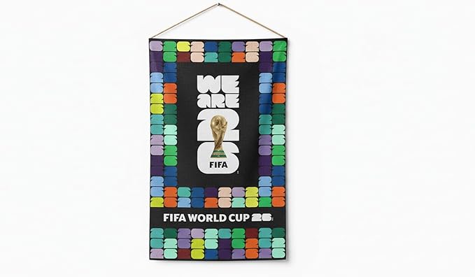 Northcott FIFA World Cup DIY Fabric Wall Hanging Kit – Soccer Fan Sewing Craft Project – Includes 28" x 43" Fabric Panel, Backing, Binding & Instructions – Create a 27" x 40" Handmade Wall Art Décor