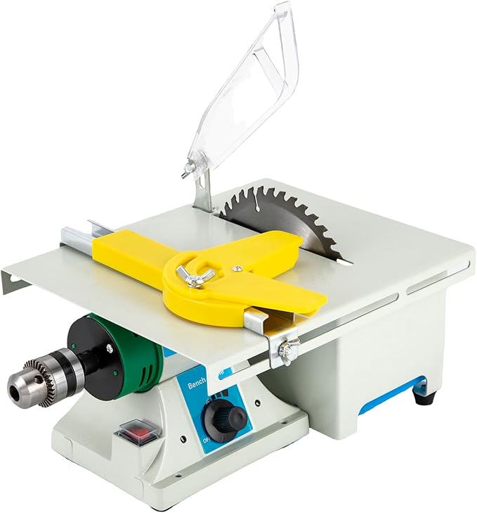 5-in-1 Mini Table Saw Jewelry Making Polisher w/Flex Shaft, 750W Multifunctional Bench Grinder Sander Buffing Machine Metal Dental Polishing Woodworking Tool - 10,000Rpm for Metal, Wood, DIY Crafts