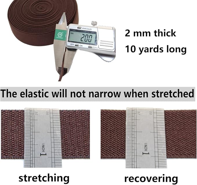 Sewing Elastic Band 1-Inch by 10-Yard Gray Colored Double-Side Twill Woven Elastic