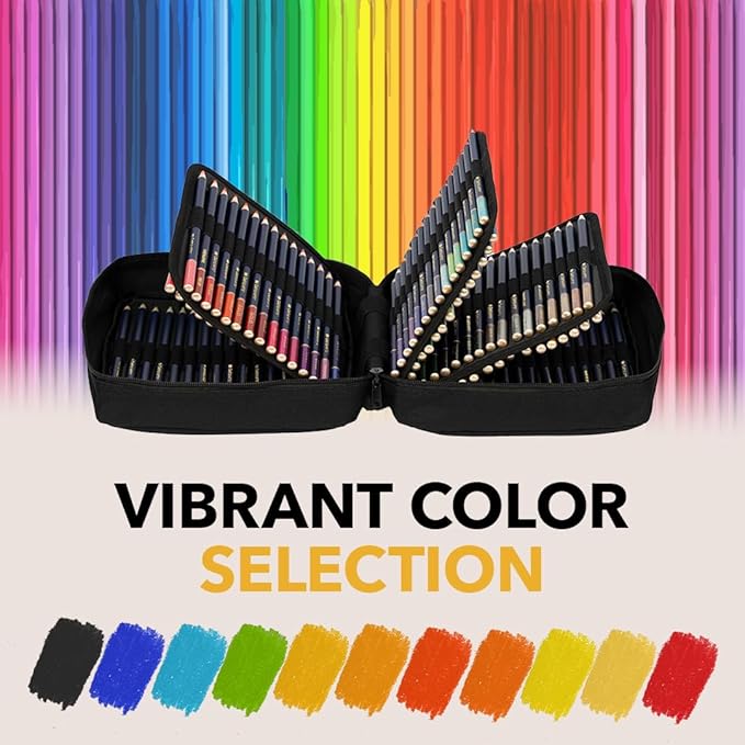 Castle Art Supplies Gold Standard 120 Coloring Pencils Set with Extras, Oil-based Colored Cores Stay Sharper, Tougher Against Breakage, For Adult Artists, Colorists, In Zipper Case