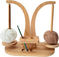 Magnetic Wooden Yarn Holder for Crocheting & Knitting – Smooth Rotating Yarn Spinner with Double Spindles, Tangle-Free Thread Dispenser, Ideal Gift for Knitters & Weavers (Natural)