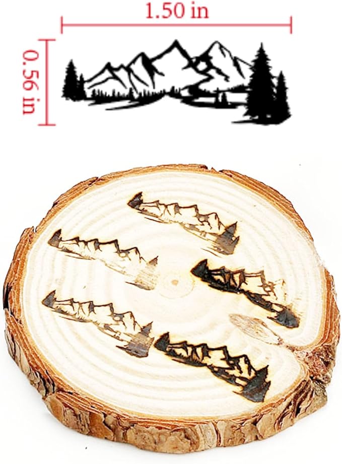 AIMOADO Mountains Branding Iron Stamp, 1 1/2" Wood Branding Iron Personalized Logo for Meat, Burger, Wood, Hats with Full Set Tools