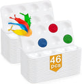 Hulameda 46pcs Paint Tray Palettes for Kids, White Plastic Paint Tray for Painting Party, DIY Craft and Art Painting- Rectangular