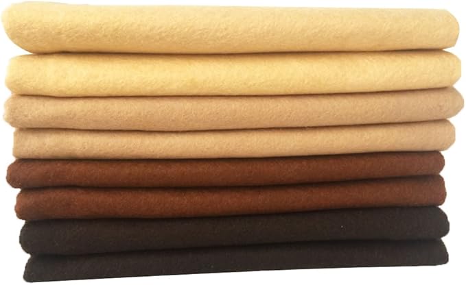 4pcs Thick 1.4mm Soft Felt Fabric Sheet Assorted Color Felt Pack DIY Craft Sewing Squares Nonwoven Patchwork (92x90cm Brown)