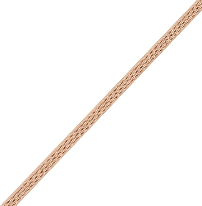 Mandala Crafts 3mm 50 Yds Roll of Nude Elastic Bands for Sewing - 1/8 Flat Elastics Cord - 1 8 Inch Braided Stretch Straps for Crafting