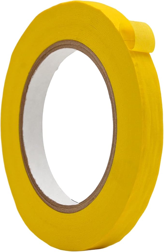 WOD MTC5 Colored Masking Tape, Yellow, 1/2 inch x 60 yds. Colorful Teacher Painters Tape for Fun DIY Art & Crafts, Lab Labeling, Writable & Classroom Decorations